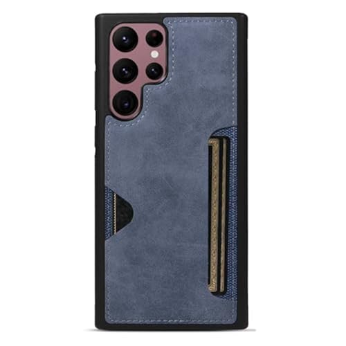 Coque Samsung S26 Plus ultra-fine bleue anti-traces avec porte-carte intégré