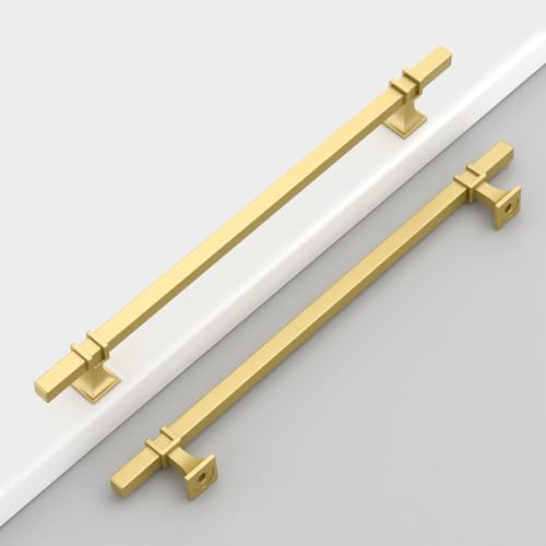 Coinkoly Brushed Brass Cabinet Handles Kitchen Pulls 12.6 Inch 6 Pack