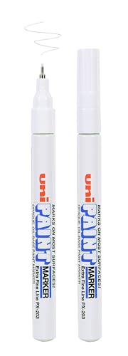 Uni-Ball Uni Paint PX-203 Oil-Based Paint Markers, Extra Fine Line (0.8mm), White, 2 Count
