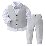 Baby Jungen Gentleman festliche Anzug Set, 3Pcs Outfits (1Pc Hemd, 1Paar Hosen, 1Pc Weste)