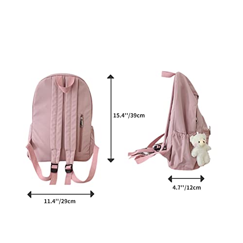 Kawaii Cute Aesthetic School Laptop Backpack with Accessories Pin Plush Pendant for Teen Girls, Students4