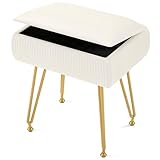 IPOW オットマン 折りたたみ収納スツール メイクアップスツール ドレッシング 足置き 取り外し可能なカバー 金属脚 耐荷重130KG リビング 寝室 化粧室 玄関 ベージュ