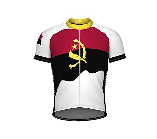 ScudoPro Angola Emblem Full Zipper Bike Short Sleeve Cycling Jersey for Men - Size S Multicolored