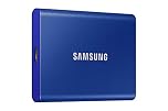 Samsung SSD Externe T7 2 To, Bleu, MU-PC2T0H/WW, Vitesse de lecture/écriture jusqu'à 1050 Mo/s, Sécurisation par mot de passe