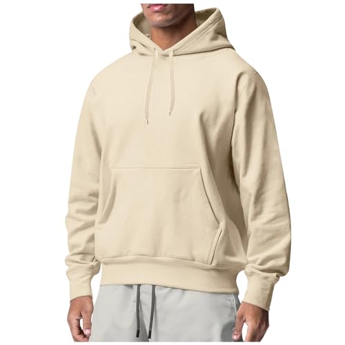 Ymosrh Men's Casual Hoodies, Long Sleeve Solid Color Athletic Workout Gym Hooded Sweatshirt Pullover, S-3XL