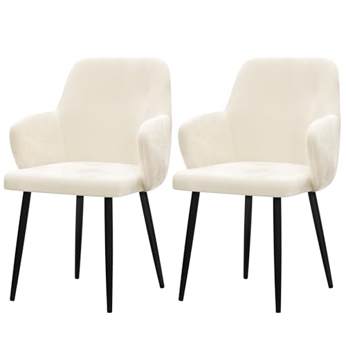 Utlenianie Juego de 2 Silla Tocador Maquillaje, Silla de Comedor, Sillas Cocina con Patas Doradas, Silla Tapizada Terciopelo para Salon, Oficina, Comedor, Estructura de Metal