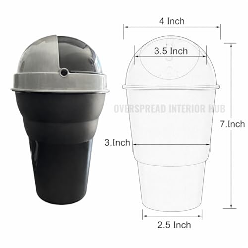 Image of Car Trash Bin with Push Lid | Compact Mini Car Dustbin for Cup Holder | Car Garbage Can for Home Office | Small Vehicle Waste Bin for Clean & Organized Interior (Pack of 4)