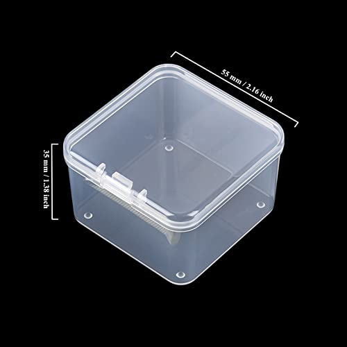 Image of 30 Pieces Square Empty Mini Clear Plastic Storage Box, 2.16x2.16x1.38 inch | Hinged Lids, For Small Items, Craft Projects
