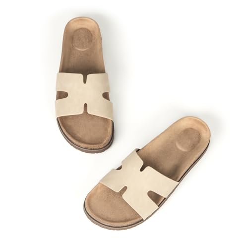 Women's Cork Footbed Slide Sandals with Arch Support,Comfortable Summer Flat Sandals for Women,Memory Foam Outdoor Slippers3