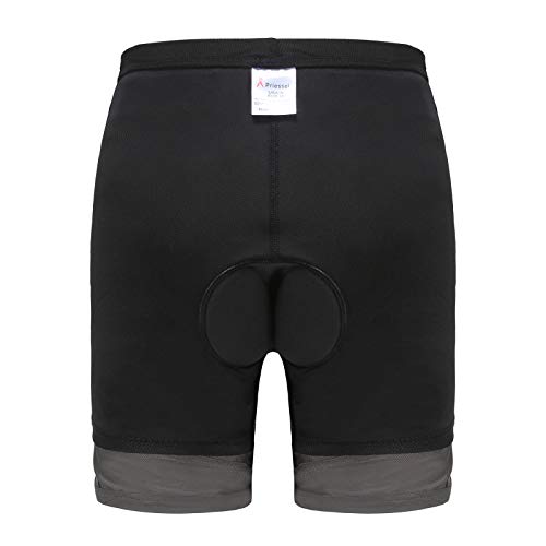 PRIESSEI Womens Bike Shorts with Padding, Detachable 3D Padded Breathable Biking Cycling Shorts with Pockets Grey M - Image 4