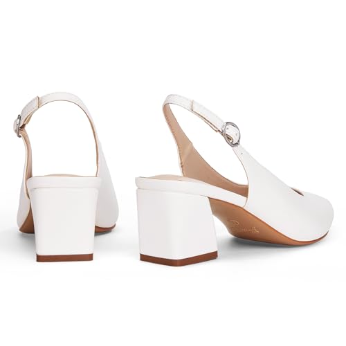Image of GENSHUO Women's Slingback Closed Toe Block Chunky Low Heel Pumps - 2.36 Inches Office Wedding Party Dress Shoes
