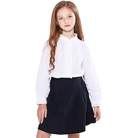 SOLOCOTE Girls White Blouse with Ruffles Cover