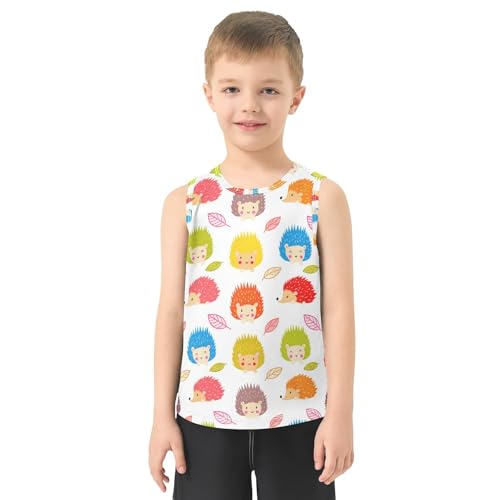 J JOYSAY Cartoon Hedgehog Leaves White Boys Tank Top Sleeveless Muscle Shirts Quick Dry Kids T-Shirts 3-15T2