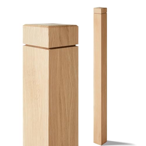 Image of CroBlissful 3 inch x 3 inch x 48 inch Solid White Oak Stair Newel Post with a Single Groove Notched Newel Wood Balusters for Staircase Interior Railing Newels for Stair Handrails