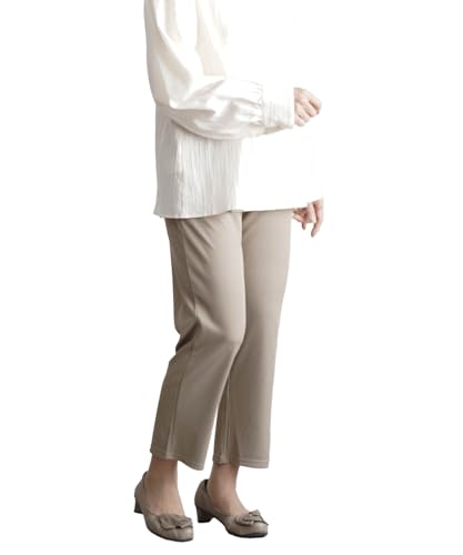 [TCマート] お母さんの楽々パンツ たっぷり伸縮性 小柄~大きいサイズ リブイージー 春の装いサラリラパンツ ゴム入れ替え可能 股下55cm 老人ホームで着る服 ズボン レディース 婦人 母の日プレゼント シニアファッション 70代 80代 ベージュ Mのサムネイル