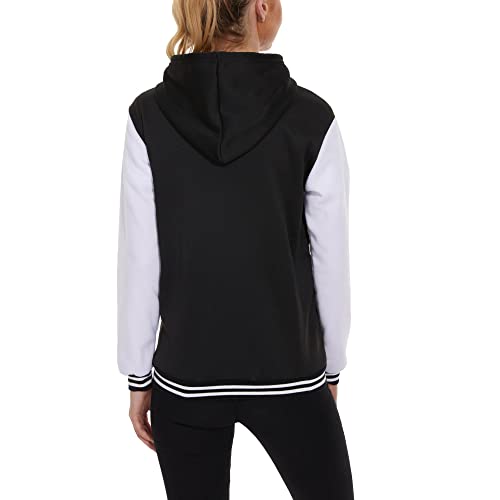 Image of Womens Baseball Jacket Varsity Uniform Casual Loose Cardigan Coat Unisex Adult Long Sleeve Warm Sports Jacket