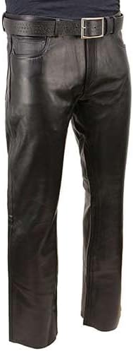 Milwaukee Leather LKM5790 Men's Black Classic 5 Pocket Casual Motorcycle Leather Pants - 40