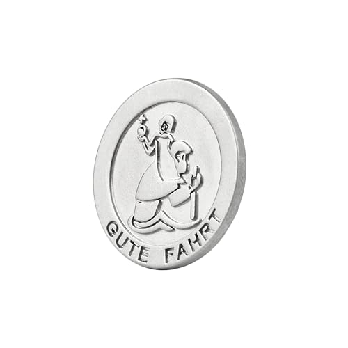 FRITZ COX Automedaille Christophorus Gute Fahrt | aus Metall | auf Geschenkkarte | Kleiner Durchmesser | 2,5cm