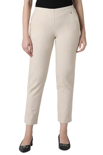 Image of Van Heusen Women Beige Solid Formal Regular Fit Trousers
