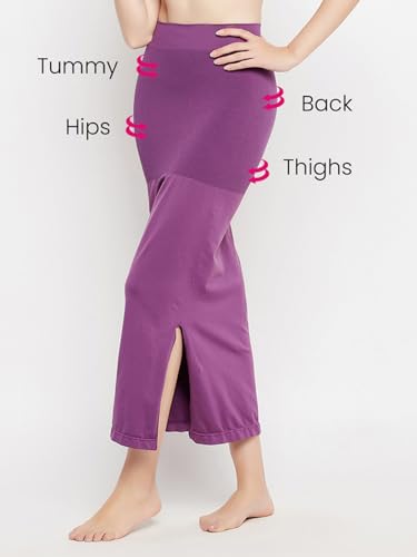 Image of Clovia Women's Petticoat Style Saree Shapewear with Side Slit in Violet