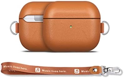 Haobobro Handcrafted AirPods 3 Leather Case/Cover with Clip and Wrist Strap, Fully-Wrapped Full-Grain Leather Case, Portable Case Compatible AirPods 3rd Generation, AirPods 3 Protective Case, Brown