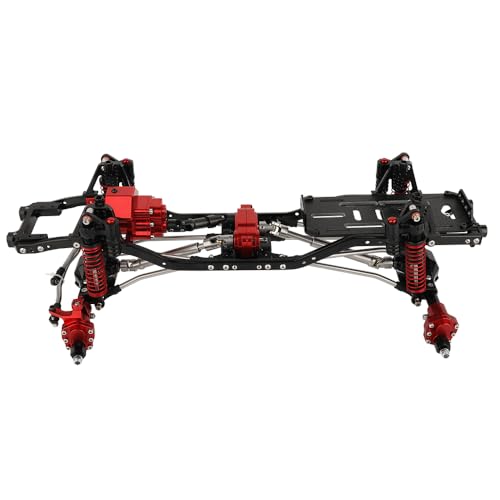 ZXYRC All Metal Chassis Frame with Prefixal Gearbox for Axial 1/10 SCX10 II Upgrade Crawler Car Model Simulation Climbing Refit Kit with Portal Axles (red)