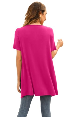 Image of Veryoung Floral Short Sleeve Cardigans for Women Casual Drape Open Front Lightweight Summer Cardigan with Pocket High Low Hem
