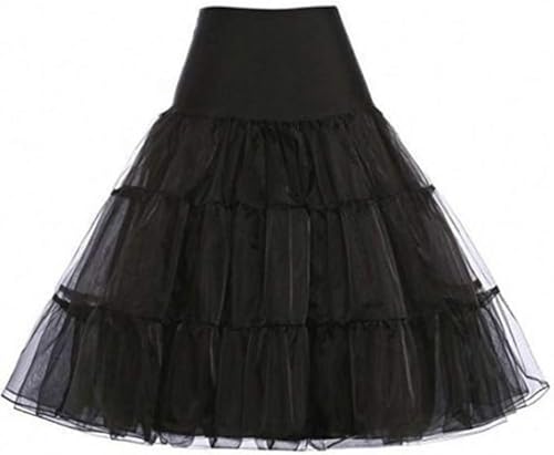 HUOCAI Women's Classic Petticoat Skirt Tutu 1950s Rockabilly Underskirt Black