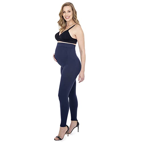 Calça Legging Plié Cintura Alta Linha Gestante 50044 Cor:Azul;Tamanho:P;