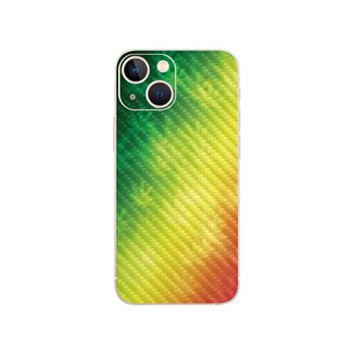 Image of MightySkins Carbon Fiber Skin Compatible with Apple iPhone 13 - Rasta Rainbow | Protective, Durable Textured Carbon Fiber Finish | Easy to Apply | Made in The USA