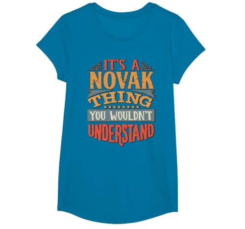 Novak Name T-Shirt, Girls, Sapphire Blue, Small