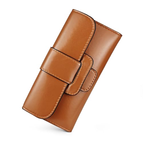 Womens Wallet, PU Leather Large Wallet Long Wallet with Multiple Card Positions, Stylish Large Capacity Wallet for Dating, Work, Shopping (brown)