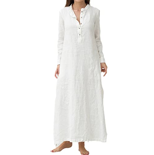 Robe longue d'été en coton et lin de qualité supérieure au style vintage épuré