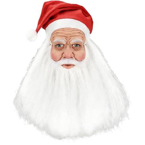Masque de Père Noël avec barbe pour surprendre vos enfants lors de la distribution des cadeaux