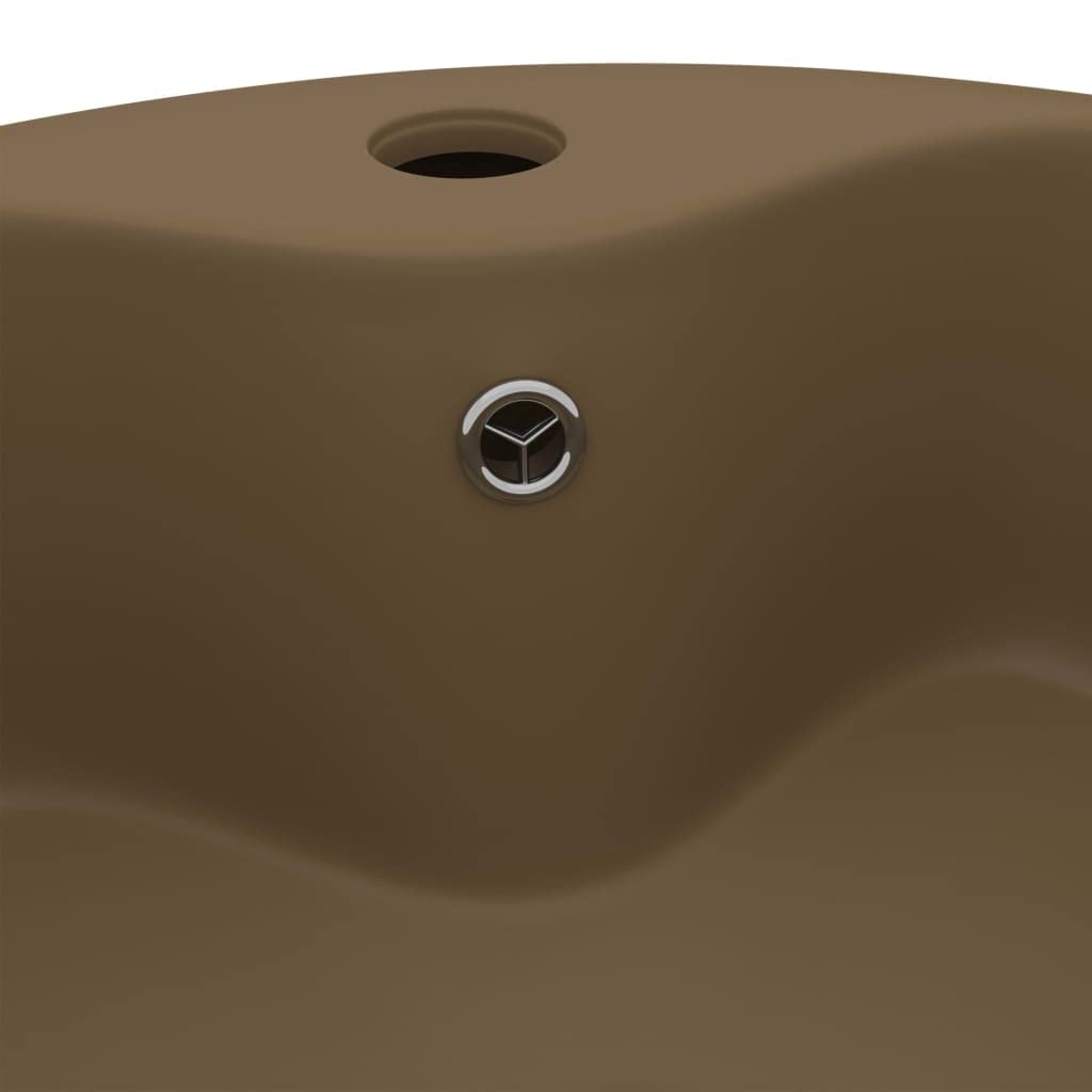 Lavabo di lusso in ceramica color crema opaco, 36 x 13 cm, con troppopieno e foro per rubinetto, per bagno degli ospiti, bagno e ristrutturazione