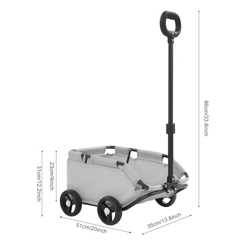 HarBin-Star - Mini Hundewagen für Haustiere, Hundebuggy Klappbar, Einkaufswagen mit Ausziehbarem Ziehgriff Im Freien, für Hunde & Katzen bis 10 kg (Grau)