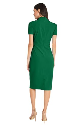 Maggy London Women's Midi Short Sleeve Sheath with Neck Tie Career Office Work Wear, Formal Garden3