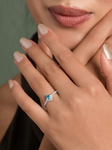 Image of Clara 925 Sterling Silver Blue Zirconia Adjustable Ring for Women