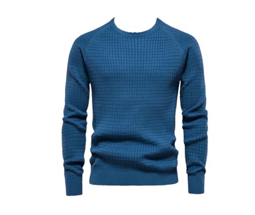 Men Classic Solid Color Plaid O-Neck Business Pullovers Long Sleeve Basic Warm Sweater