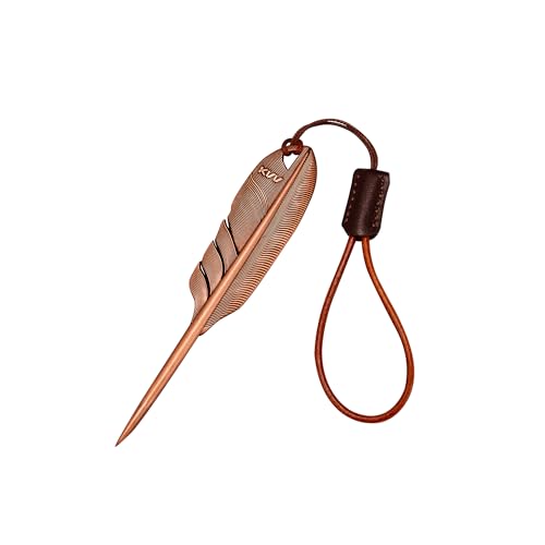 KVV Premium Single-Prong Feather-Inspired Divot Tool with Leather Lanyard – Perfect Golf Gift for Golfers (Warm Copper)