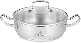 Gerlach Garnek Simple 2L Ze Stali Nierdzewnej Z Pokrywką Ze Szkła Hartowanego Trójwarstwowe Dno Indukcja Kuchenka Gazowa Elektryczna Ceramiczna Piekarnik