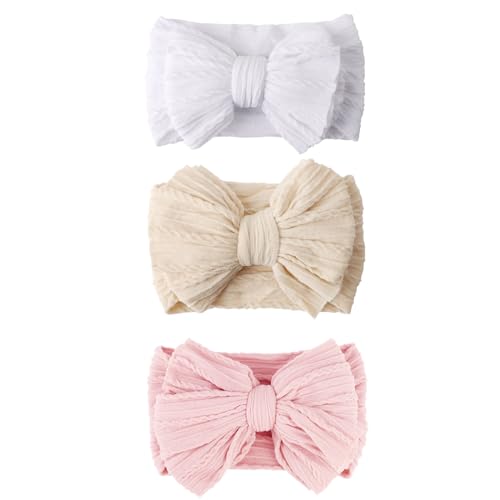 Image of AQOKKA Baby Bows Headbands Nylon Baby Girl Headbands Soft Handmade Hairbands Toddler Hair Accessories for Girls Baby Newborn Infant Kids