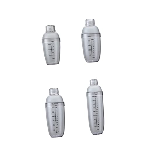 ULTECHNOVO Shaker à Cocktail En Plastique 5 Pièces Gradué 350ml-1000ml Anti-fuite Noir Avec Balance Pour Bar Et Préparation De Boissons