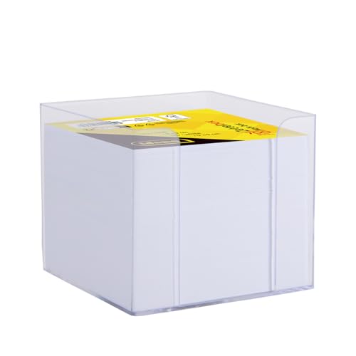 Idena 11184 - Boîte à fiches, transparent, 9 x 9 x 8 cm, incl. 700 feuilles de papier, papier FSC-Mix en blanc