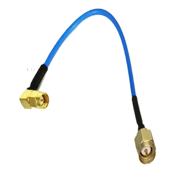 10pcs SMA Male Straight to SMA Plug Right Angle Blue RG405 0.086" Semi Flexible Pigtail Coax Cable 50ohm 10/15/20/30/50cm(50cm)