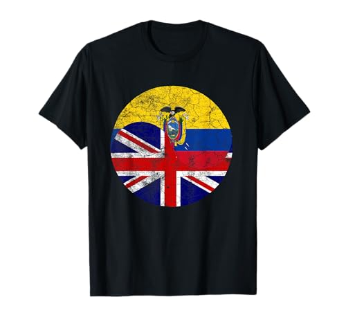 Vintage British & Ecuadorian Flags, UK and Ecuador Tee T-Shirt