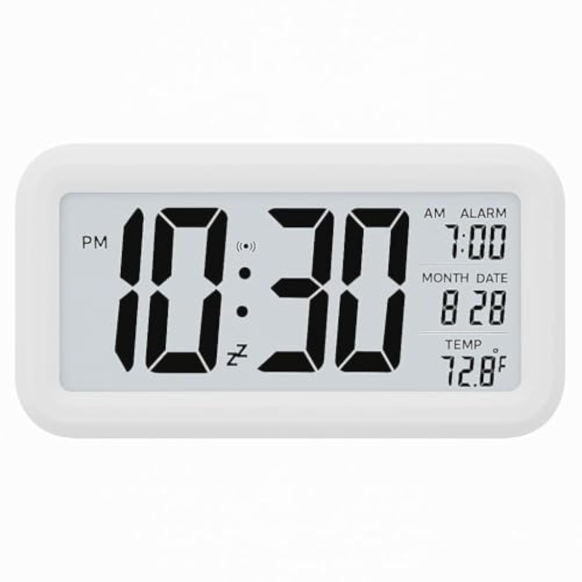 Digital Alarm Clock with Automatic Sensor, Date & Temperature Display