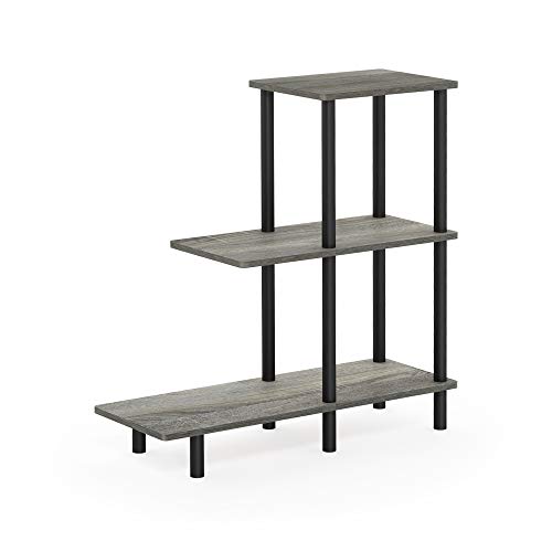 Furinno Turn-N-Tube 3-Tier Sofa Side Table Tall, French Oak Grey/Black - image 4