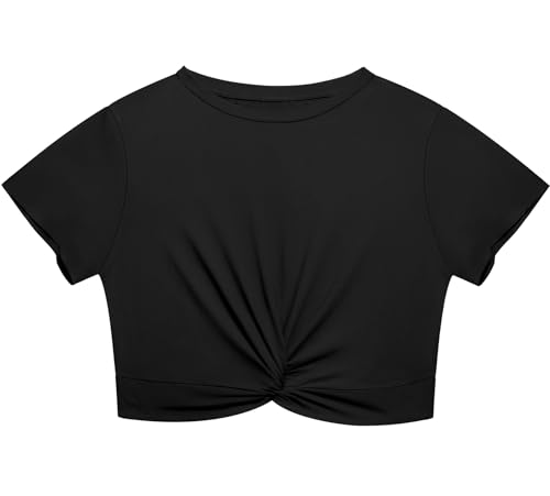 Lastshe Women's Plus Size Summer Crop Tops Short Sleeve Blouses Tie Twist Front Tee T-Shirt Outfits