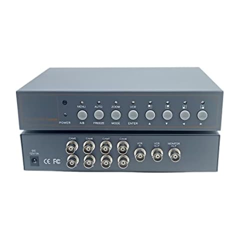 Evertech 8 Channel Analog CCTV Video Multiplexer Color Quad Processor Screen Splitter with Remote Control Cover